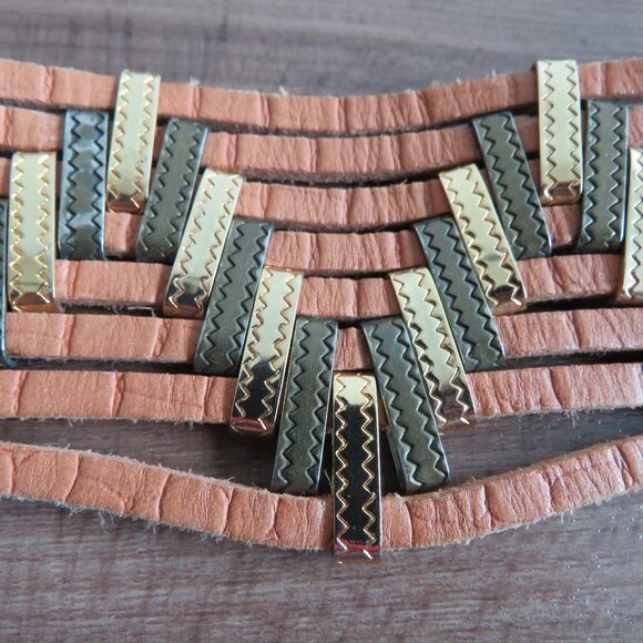 VINTAGE JOSE COTEL Multi Strand Southwestern Boho Wide Tan Leather Belt - Picture 5 of 12